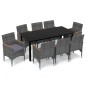 vidaXL 9-tlg. Garten-Essgruppe mit Kissen Poly Rattan Grau vidaXL 9-tlg. Garten-Essgruppe mit Kissen Poly Rattan Grau