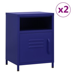 vidaXL Nachttische 2 Stk. Marineblau 35x35x51 cm Stahl