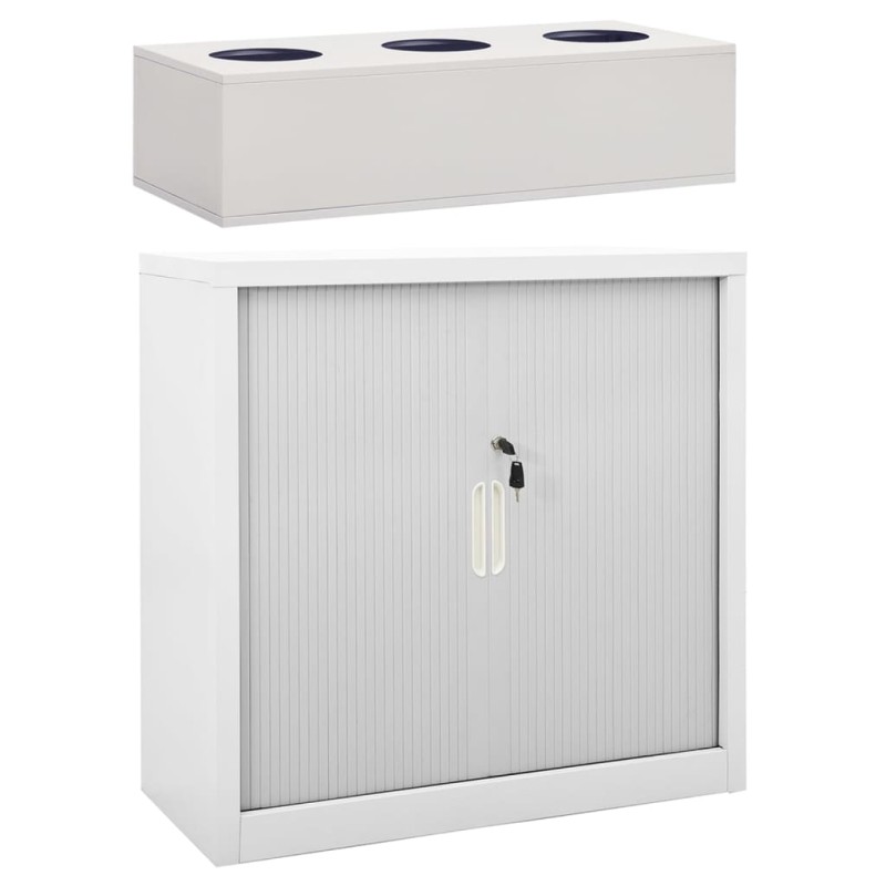 vidaXL Schrank mit Schiebetür & Pflanzkasten Grau 90x40x113 cm Stahl vidaXL Schrank mit Schiebetür & Pflanzkasten Grau 90x40x113 cm Stahl