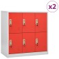 vidaXL Schließfachschränke 2 Stk. Hellgrau und Rot 90x45x92,5cm Stahl vidaXL Schließfachschränke 2 Stk. Hellgrau und Rot 90x45x92,5cm Stahl