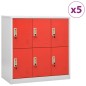 vidaXL Schließfachschränke 5 Stk. Hellgrau und Rot 90x45x92,5 cm Stahl vidaXL Schließfachschränke 5 Stk. Hellgrau und Rot 90x45x92,5 cm Stahl