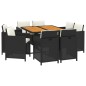 vidaXL 9-tlg. Garten-Essgruppe mit Kissen Poly Rattan Schwarz vidaXL 9-tlg. Garten-Essgruppe mit Kissen Poly Rattan Schwarz