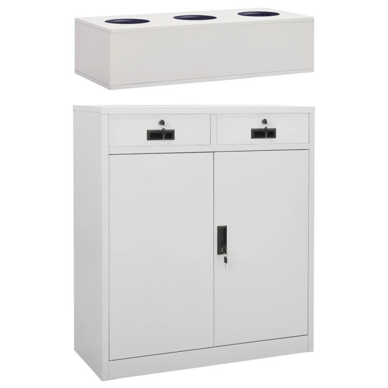 vidaXL Büroschrank mit Pflanzkasten Hellgrau 90x40x125 cm Stahl vidaXL Büroschrank mit Pflanzkasten Hellgrau 90x40x125 cm Stahl