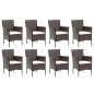 vidaXL 9-tlg. Garten-Essgruppe mit Kissen Poly Rattan Braun vidaXL 9-tlg. Garten-Essgruppe mit Kissen Poly Rattan Braun