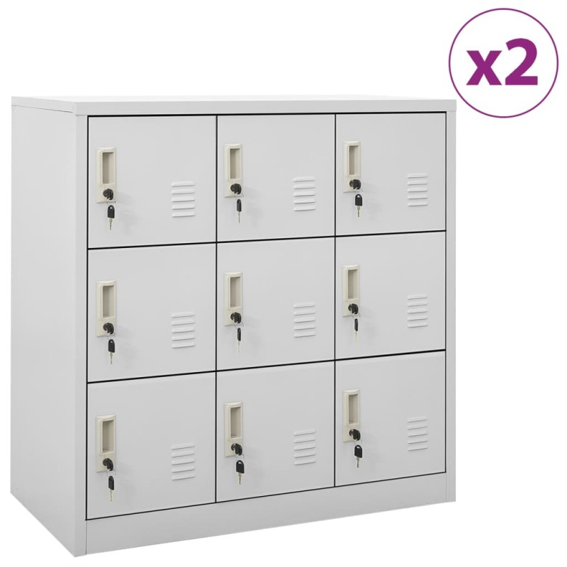 vidaXL Schließfachschränke 2 Stk. Hellgrau 90x45x92,5 cm Stahl vidaXL Schließfachschränke 2 Stk. Hellgrau 90x45x92,5 cm Stahl