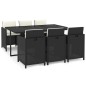 vidaXL 7-tlg. Garten-Essgruppe mit Kissen Poly Rattan Schwarz vidaXL 7-tlg. Garten-Essgruppe mit Kissen Poly Rattan Schwarz
