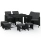 vidaXL 9-tlg. Garten-Essgruppe mit Auflagen Poly Rattan Schwarz vidaXL 9-tlg. Garten-Essgruppe mit Auflagen Poly Rattan Schwarz