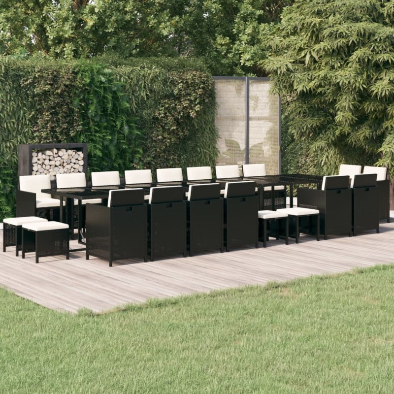 vidaXL 21-tlg. Garten-Essgruppe mit Kissen Schwarz Poly Rattan vidaXL 21-tlg. Garten-Essgruppe mit Kissen Schwarz Poly Rattan