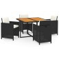 vidaXL 5-tlg. Garten-Essgruppe mit Kissen Poly Rattan Schwarz vidaXL 5-tlg. Garten-Essgruppe mit Kissen Poly Rattan Schwarz