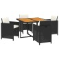 vidaXL 5-tlg. Garten-Essgruppe mit Kissen Poly Rattan Schwarz vidaXL 5-tlg. Garten-Essgruppe mit Kissen Poly Rattan Schwarz