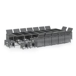 vidaXL 19-tlg. Garten-Essgruppe mit Kissen Poly Rattan Grau