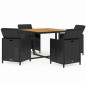 vidaXL 5-tlg. Garten-Essgruppe mit Kissen Poly Rattan Schwarz vidaXL 5-tlg. Garten-Essgruppe mit Kissen Poly Rattan Schwarz