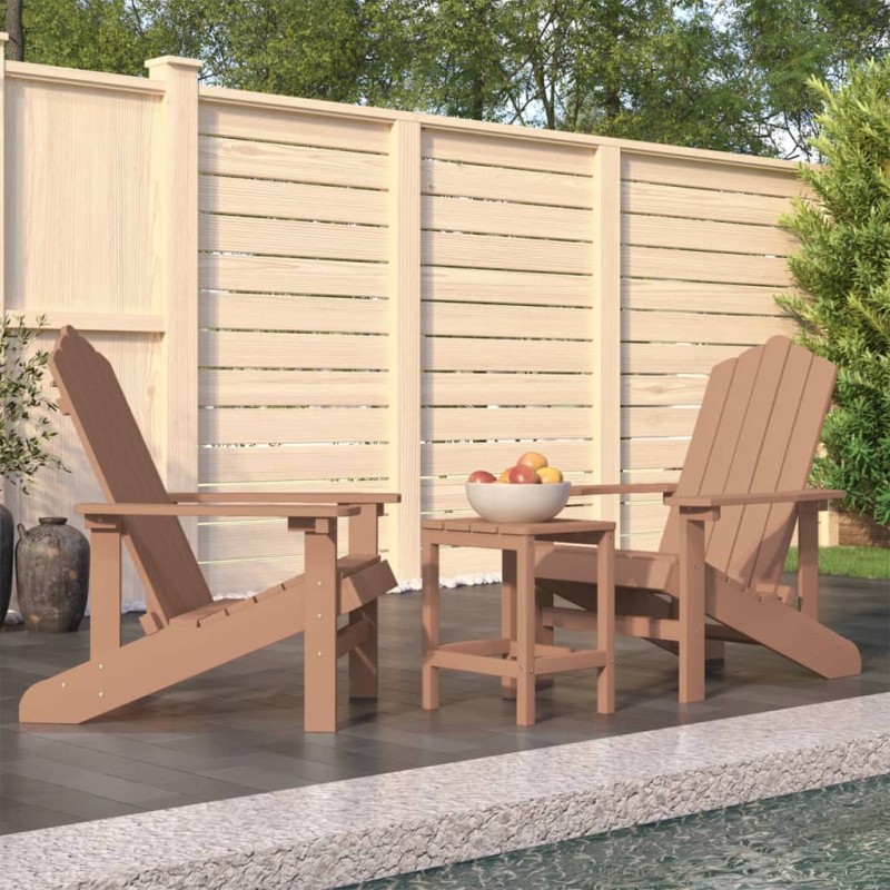 vidaXL Adirondack-Gartenstühle mit Tisch HDPE Braun vidaXL Adirondack-Gartenstühle mit Tisch HDPE Braun