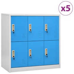 vidaXL Schließfachschränke 5 Stk. Hellgrau und Blau 90x45x92,5cm Stahl