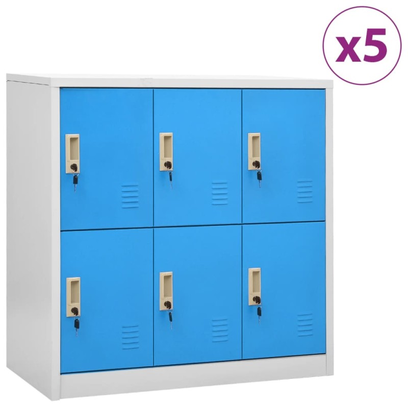 vidaXL Schließfachschränke 5 Stk. Hellgrau und Blau 90x45x92,5cm Stahl