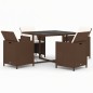 vidaXL 5-tlg. Garten-Essgruppe mit Kissen Poly Rattan Braun vidaXL 5-tlg. Garten-Essgruppe mit Kissen Poly Rattan Braun