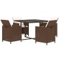 vidaXL 5-tlg. Garten-Essgruppe mit Kissen Poly Rattan Braun vidaXL 5-tlg. Garten-Essgruppe mit Kissen Poly Rattan Braun