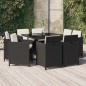 vidaXL 9-tlg. Garten-Essgruppe mit Auflagen Poly Rattan Schwarz vidaXL 9-tlg. Garten-Essgruppe mit Auflagen Poly Rattan Schwarz