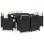 vidaXL 9-tlg. Garten-Essgruppe mit Auflagen Poly Rattan Schwarz vidaXL 9-tlg. Garten-Essgruppe mit Auflagen Poly Rattan Schwarz