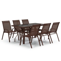 vidaXL 7-tlg. Garten-Essgruppe Braun und Schwarz