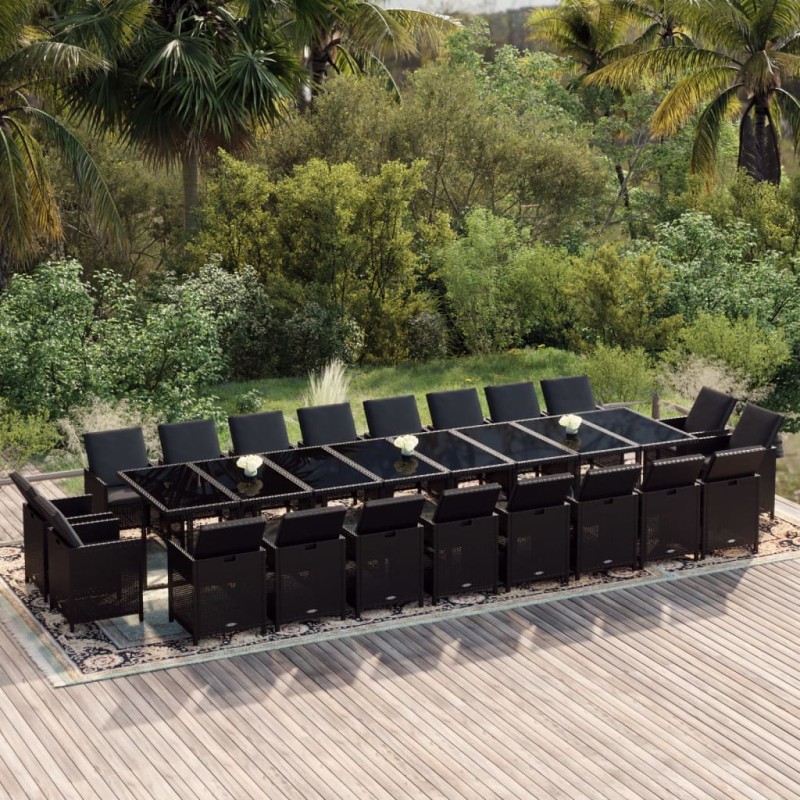 vidaXL 21-tlg. Garten-Essgruppe mit Kissen Poly Rattan Schwarz vidaXL 21-tlg. Garten-Essgruppe mit Kissen Poly Rattan Schwarz