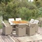 vidaXL 9-tlg. Garten-Essgruppe mit Kissen Poly Rattan Beige vidaXL 9-tlg. Garten-Essgruppe mit Kissen Poly Rattan Beige