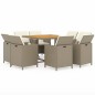 vidaXL 9-tlg. Garten-Essgruppe mit Kissen Poly Rattan Beige vidaXL 9-tlg. Garten-Essgruppe mit Kissen Poly Rattan Beige