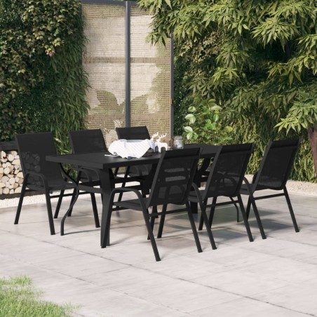vidaXL 7-tlg. Garten-Essgruppe Schwarz