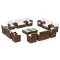 vidaXL 16-tlg. Garten-Lounge-Set mit Kissen Poly-Rattan Braun vidaXL 16-tlg. Garten-Lounge-Set mit Kissen Poly-Rattan Braun