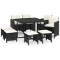 vidaXL 9-tlg. Garten-Essgruppe mit Kissen Poly Rattan Schwarz vidaXL 9-tlg. Garten-Essgruppe mit Kissen Poly Rattan Schwarz