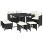 vidaXL 9-tlg. Garten-Essgruppe mit Kissen Poly Rattan Schwarz vidaXL 9-tlg. Garten-Essgruppe mit Kissen Poly Rattan Schwarz