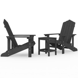 vidaXL Adirondack-Gartenstühle mit Tisch HDPE Anthrazit
