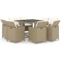 vidaXL 9-tlg. Garten-Essgruppe mit Kissen Poly Rattan Beige vidaXL 9-tlg. Garten-Essgruppe mit Kissen Poly Rattan Beige