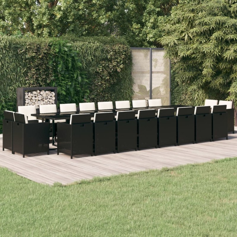 vidaXL 21-tlg. Garten-Essgruppe mit Kissen Schwarz Poly Rattan vidaXL 21-tlg. Garten-Essgruppe mit Kissen Schwarz Poly Rattan