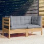 vidaXL 2-Sitzer-Gartensofa mit Grauen Kissen Massivholz Kiefer vidaXL 2-Sitzer-Gartensofa mit Grauen Kissen Massivholz Kiefer