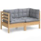 vidaXL 2-Sitzer-Gartensofa mit Grauen Kissen Massivholz Kiefer vidaXL 2-Sitzer-Gartensofa mit Grauen Kissen Massivholz Kiefer