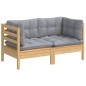 vidaXL 2-Sitzer-Gartensofa mit Grauen Kissen Massivholz Kiefer vidaXL 2-Sitzer-Gartensofa mit Grauen Kissen Massivholz Kiefer