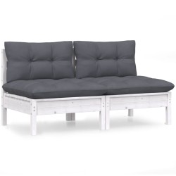 vidaXL 2-Sitzer-Gartensofa mit Anthrazit Kissen Massivholz Kiefer
