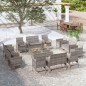 vidaXL 16-tlg. Garten-Lounge-Set mit Auflagen Poly Rattan Grau vidaXL 16-tlg. Garten-Lounge-Set mit Auflagen Poly Rattan Grau