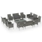 vidaXL 16-tlg. Garten-Lounge-Set mit Auflagen Poly Rattan Grau vidaXL 16-tlg. Garten-Lounge-Set mit Auflagen Poly Rattan Grau