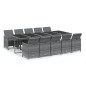 vidaXL 11-tlg. Garten-Essgruppe mit Kissen Poly Rattan Grau vidaXL 11-tlg. Garten-Essgruppe mit Kissen Poly Rattan Grau