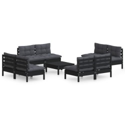 vidaXL 9-tlg. Garten-Lounge-Set mit Anthrazit Kissen Kiefernholz