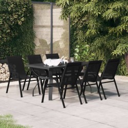 vidaXL 7-tlg. Garten-Essgruppe Schwarz