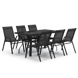 vidaXL 7-tlg. Garten-Essgruppe Schwarz