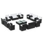 vidaXL 16-tlg. Garten-Lounge-Set mit Auflagen Poly Rattan Schwarz vidaXL 16-tlg. Garten-Lounge-Set mit Auflagen Poly Rattan Schwarz