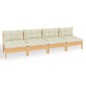 vidaXL 4-Sitzer-Gartensofa mit Creme Kissen Massivholz Kiefer vidaXL 4-Sitzer-Gartensofa mit Creme Kissen Massivholz Kiefer