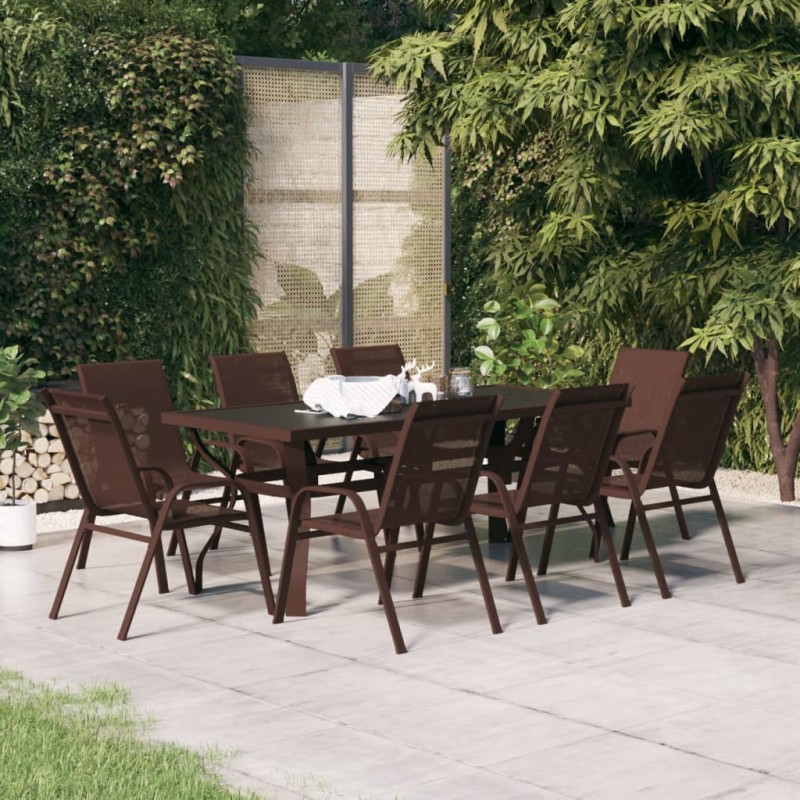 vidaXL 9-tlg. Garten-Essgruppe Braun und Schwarz vidaXL 9-tlg. Garten-Essgruppe Braun und Schwarz