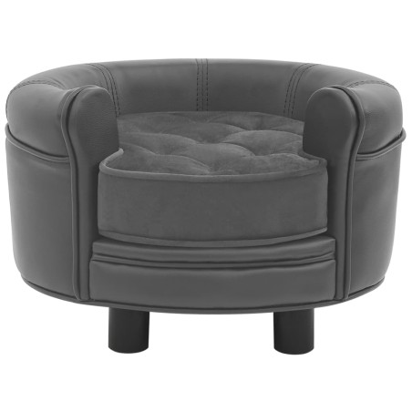 vidaXL Hundesofa Grau 48x48x32 cm Plüsch und Kunstleder   