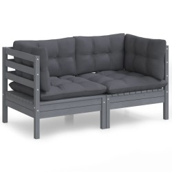 vidaXL 2-Sitzer-Gartensofa mit Anthrazit Kissen Massivholz Kiefer