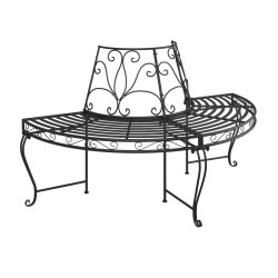 vidaXL Baumbänke Halbrund 2 Stk. Ø160 cm Schwarz Stahl